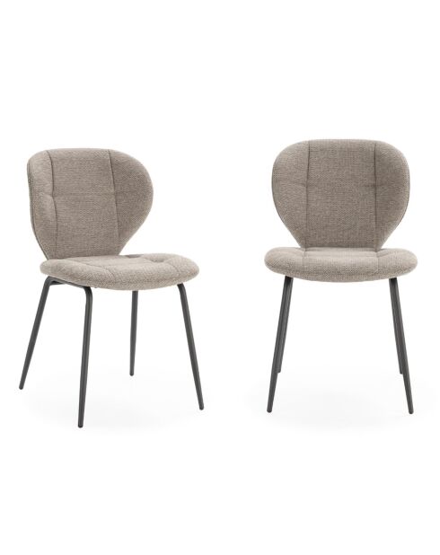 Lot de 2 chaises en tissu avec pieds en métal noir l50 cm - lucy