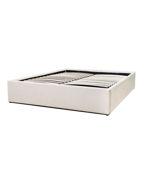 Lit coffre 160x200 cm en velours côtelé beige - romy