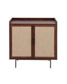 Buffet 2 portes décor noyer avec façades en tissu  l80 cm - jetson