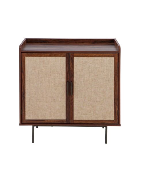 Buffet 2 portes décor noyer avec façades en tissu  l80 cm - jetson