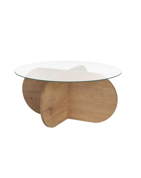 Table basse avec pieds croisés et plateau en verre trempé d75 cm - aeris