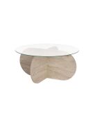 Table basse avec pieds croisés et plateau en verre trempé d75 cm - aeris