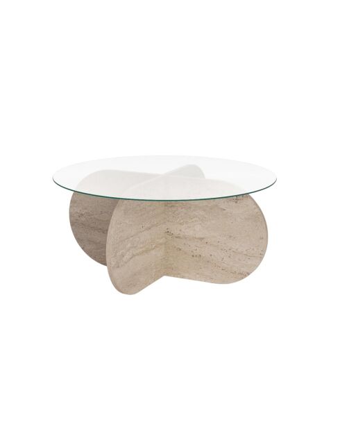 Table basse avec pieds croisés et plateau en verre trempé d75 cm - aeris