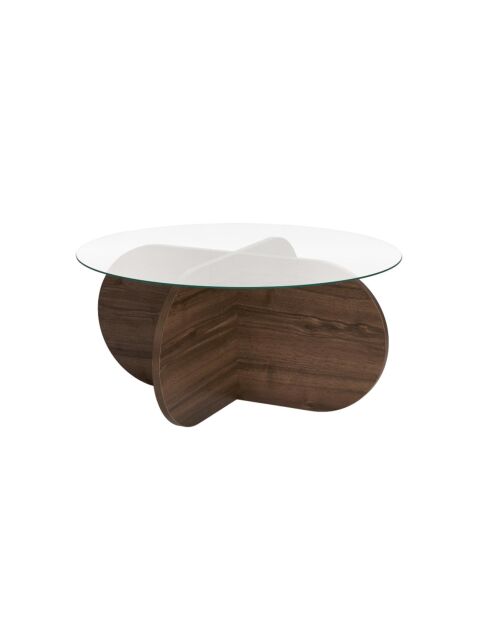 Table basse avec pieds croisés et plateau en verre trempé d75 cm - aeris
