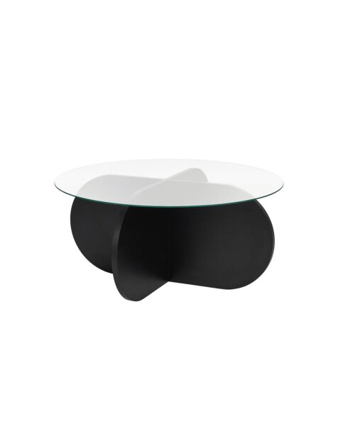Table basse avec pieds croisés et plateau en verre trempé d75 cm - aeris