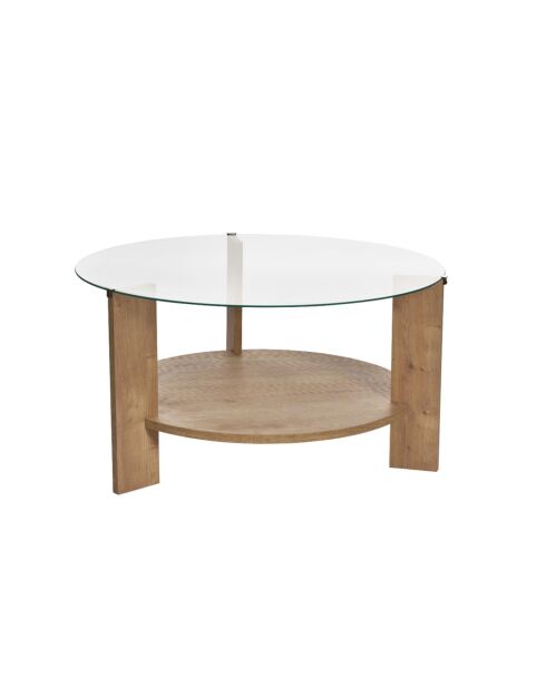 Table basse 2 plateaux dont 1 en verre trempé d75 cm - clara