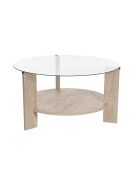 Table basse 2 plateaux dont 1 en verre trempé d75 cm - clara
