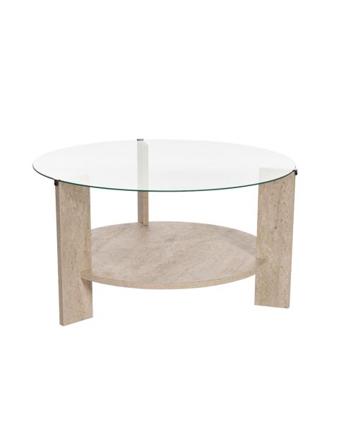Table basse 2 plateaux dont 1 en verre trempé d75 cm - clara