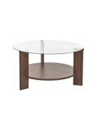 Table basse 2 plateaux dont 1 en verre trempé d75 cm - clara