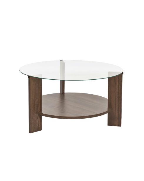 Table basse 2 plateaux dont 1 en verre trempé d75 cm - clara