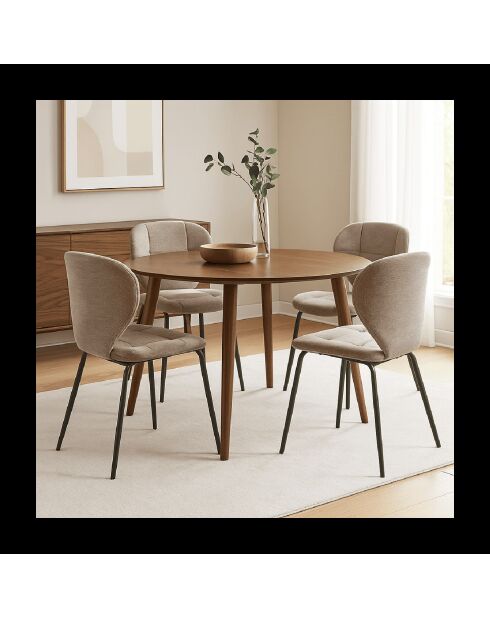 Lot de 2 chaises en tissu avec pieds en métal noir l50 cm - lucy