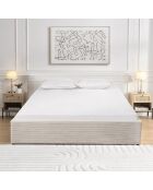 Lit coffre 160x200 cm en velours côtelé beige - romy