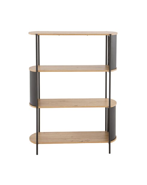 Etagère 4 niveaux décor bois avec flancs en métal noir h134 cm - eklo