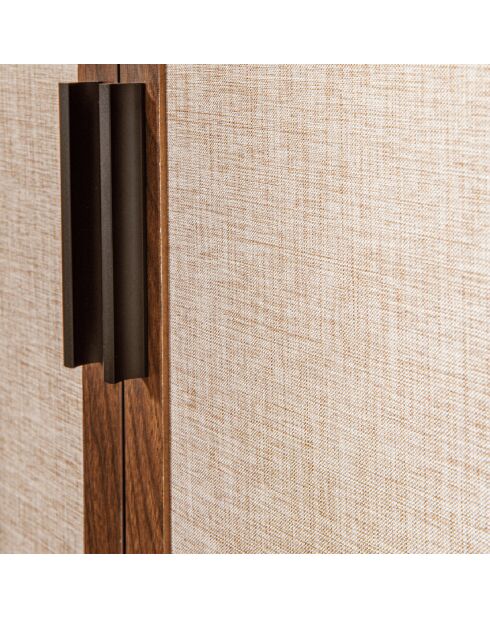 Buffet 2 portes décor noyer avec façades en tissu  l80 cm - jetson