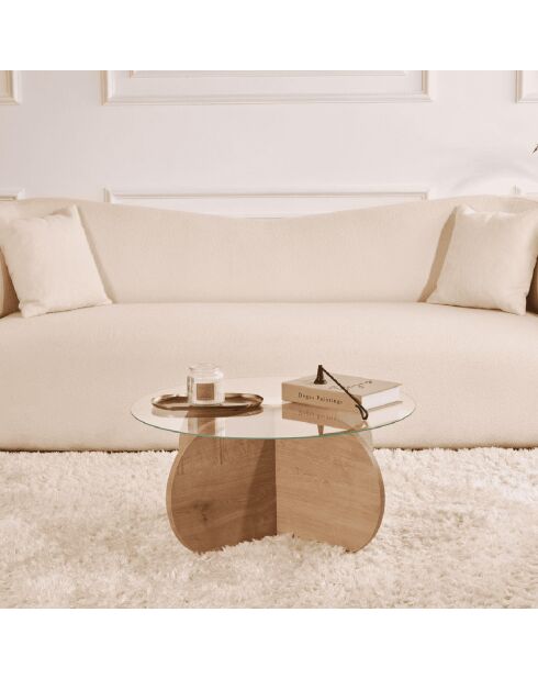 Table basse avec pieds croisés et plateau en verre trempé d75 cm - aeris