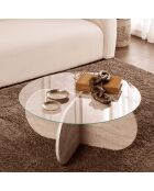 Table basse avec pieds croisés et plateau en verre trempé d75 cm - aeris