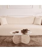 Table basse avec pieds croisés et plateau en verre trempé d75 cm - aeris
