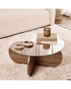 Table basse avec pieds croisés et plateau en verre trempé d75 cm - aeris