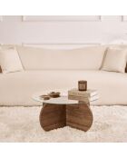 Table basse avec pieds croisés et plateau en verre trempé d75 cm - aeris