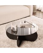 Table basse avec pieds croisés et plateau en verre trempé d75 cm - aeris