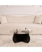 Table basse avec pieds croisés et plateau en verre trempé d75 cm - aeris
