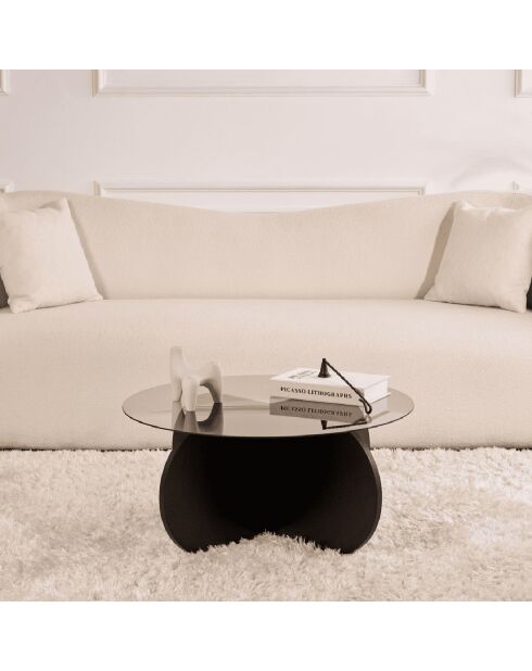 Table basse avec pieds croisés et plateau en verre trempé d75 cm - aeris
