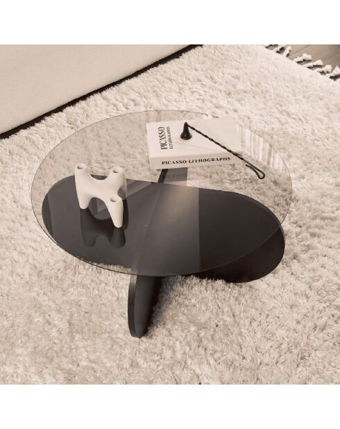 Table basse avec pieds croisés et plateau en verre trempé d75 cm - aeris