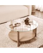 Table basse 2 plateaux dont 1 en verre trempé d75 cm - clara
