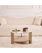 Table basse 2 plateaux dont 1 en verre trempé d75 cm - clara