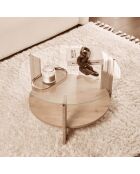 Table basse 2 plateaux dont 1 en verre trempé d75 cm - clara
