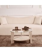Table basse 2 plateaux dont 1 en verre trempé d75 cm - clara