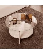 Table basse 2 plateaux dont 1 en verre trempé d75 cm - clara
