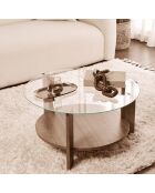 Table basse 2 plateaux dont 1 en verre trempé d75 cm - clara