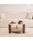Table basse 2 plateaux dont 1 en verre trempé d75 cm - clara