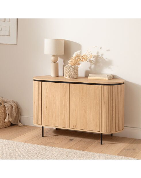 Buffet 2 portes avec effet rainuré l120 cm - malaga