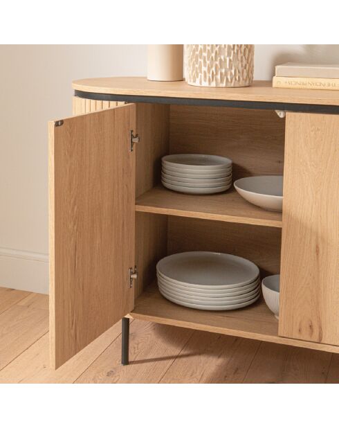 Buffet 2 portes avec effet rainuré l120 cm - malaga
