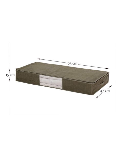 Housse de rangement dessous de lit en velours côtelé kaki - l107 cm