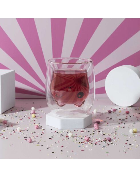 Mug double paroi Animaux Kawaii modèle aléatoire 25cl transparent