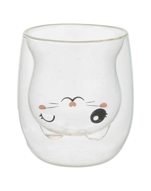 Mug double paroi Animaux Kawaii modèle aléatoire 25cl transparent