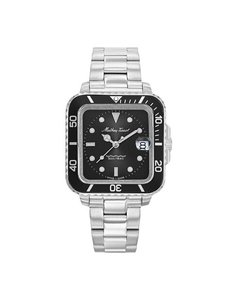 Montre Femme en Acier Mathy Square argenté/noir