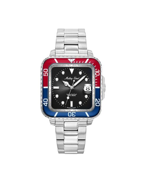 Montre Femme en Acier Mathy Square argenté/noir/rouge/bleu