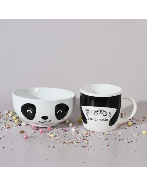 Mug et bol Kawaii modèle aléatoire blanc/noir/beige
