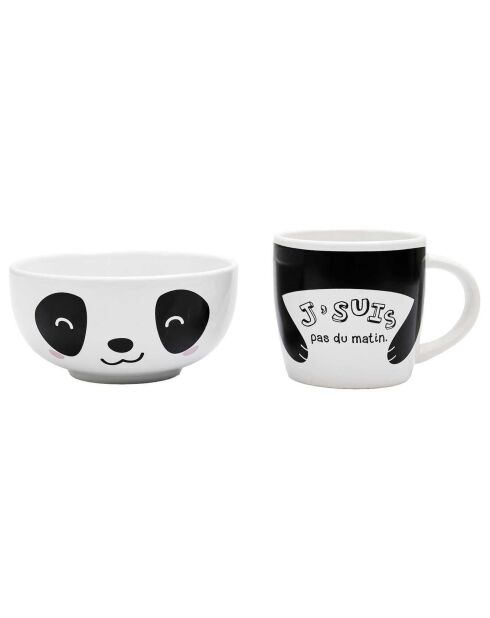 Mug et bol Kawaii modèle aléatoire blanc/noir/beige