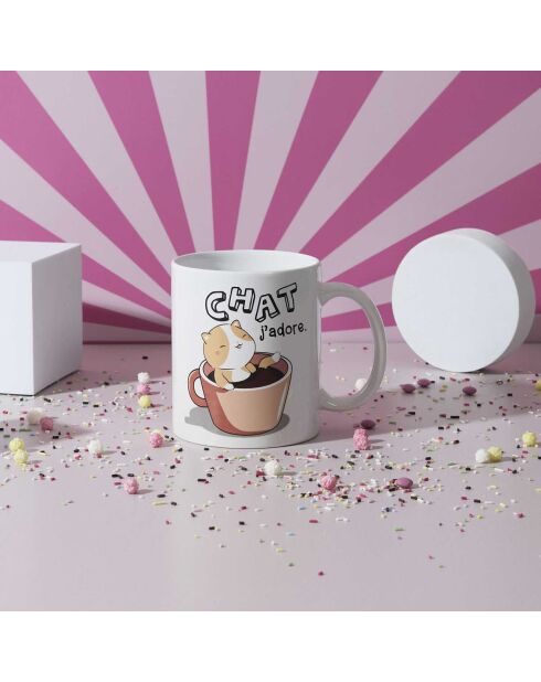 Mug céramique Kawaii modèle aléatoire 30cl blanc/multicolore