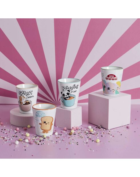 Gobelet expresso céramique Kawaii modèle aléatoire 7cl blanc/multicolore