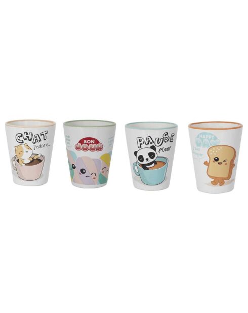 Gobelet expresso céramique Kawaii modèle aléatoire 7cl blanc/multicolore