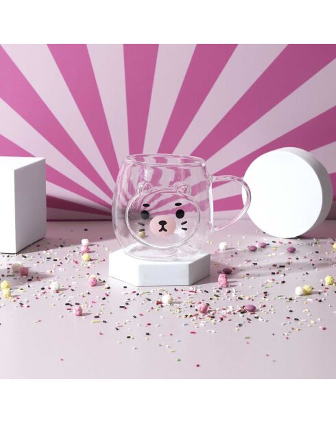 Mug verre Kawaii modèle aléatoire 390ml transparent