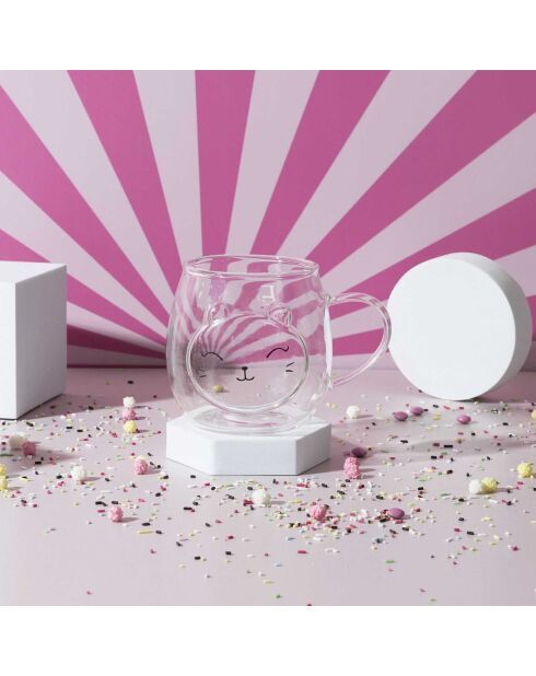Mug verre Kawaii modèle aléatoire 390ml transparent