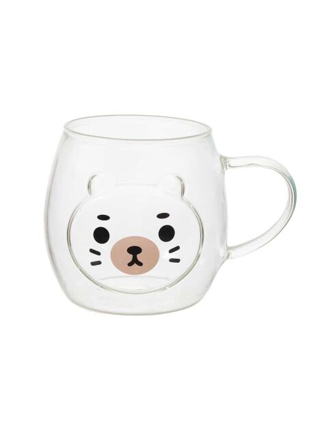 Mug verre Kawaii modèle aléatoire 390ml transparent