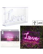 Lámpara LED con efecto neón de acrílico Love pink